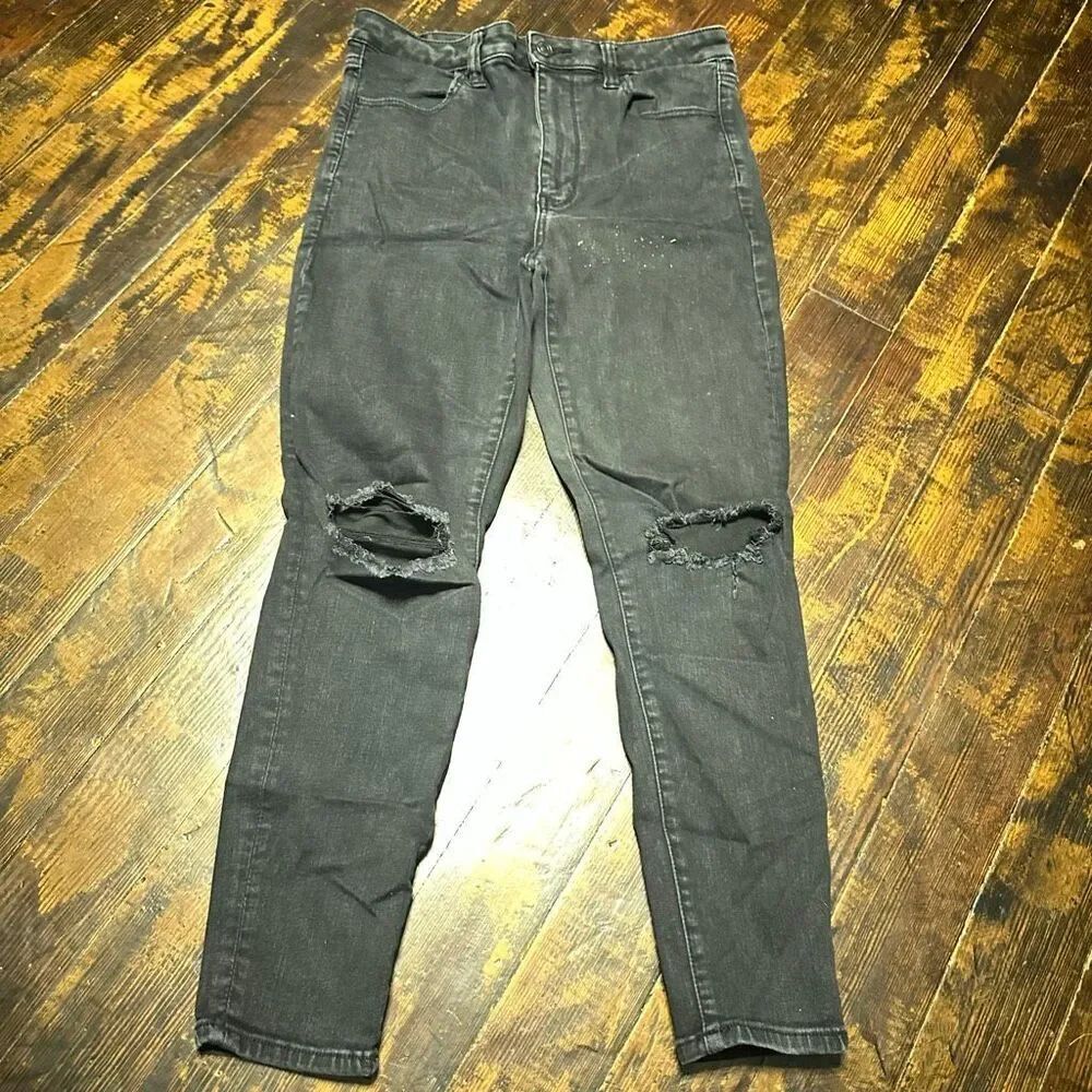 American Eagle super hi-rise distressed 12 black jeggings
